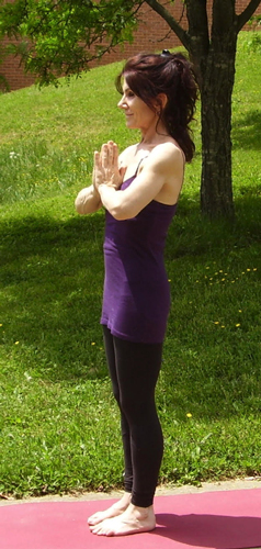 Claudia Neuman on yoga mat